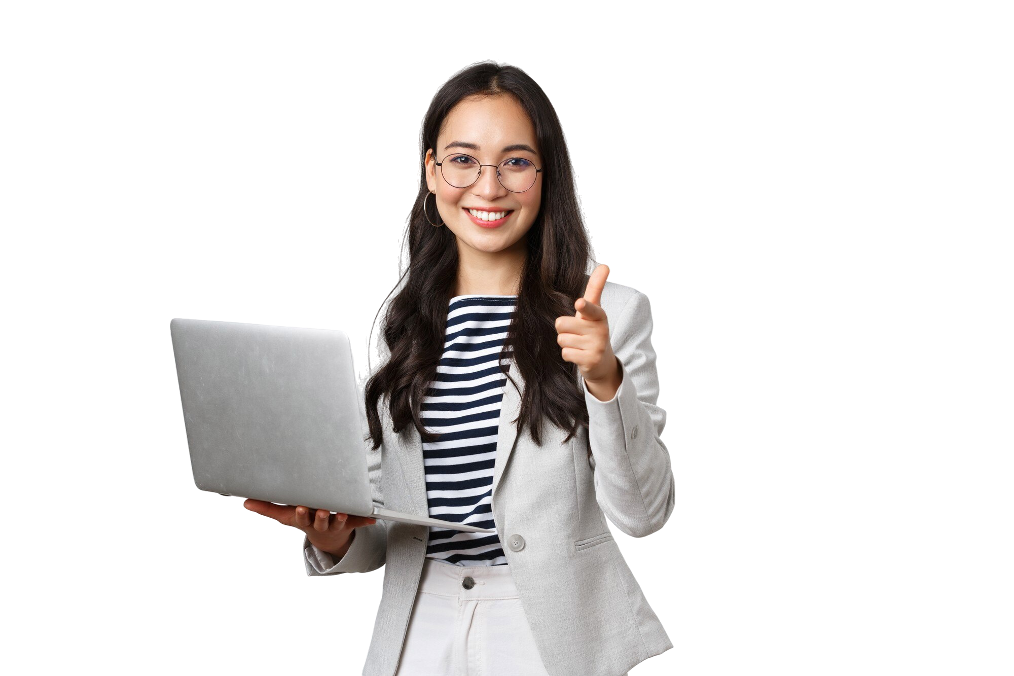 Woman holding laptop